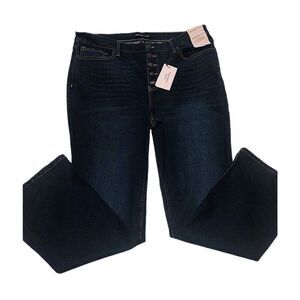 NWT CALVIN KLEIN Five Buttons Front Closure High Rise Boot Women’s Blue Jeans
